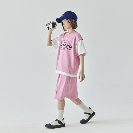 棵初夏季新品女童假两件T恤半裙套装亲子款休闲学院风两件套 商品图3