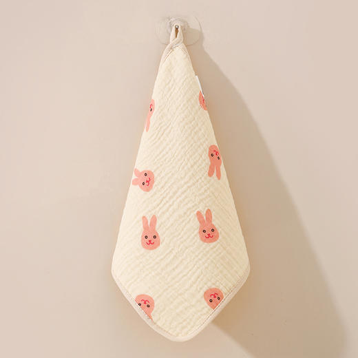 【5条装！加倍吸水柔和亲肤】婴儿口水巾4层绉布纯棉小方巾宝宝洗澡洗漱巾可挂式儿童洗脸毛巾 商品图14