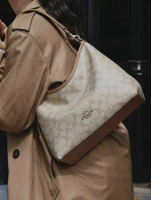 Coach Laurel单肩包carryall奶茶色老花2024新款 商品图4