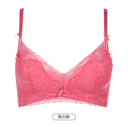 都市丽人自然舒适内衣女蕾丝文胸B杯适穿3/4杯薄款无钢圈三排扣LB42C6 商品图12