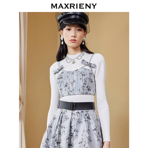 MAXRIENY复古蝴蝶结针织秋季毛衫吊带设计感轻奢(货号:MC87SW565) 商品图3