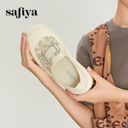 Safiya/索菲娅2024春夏网面蕾丝百搭厚底懒人一脚蹬休闲鞋渔夫鞋 SF41111425 商品图1