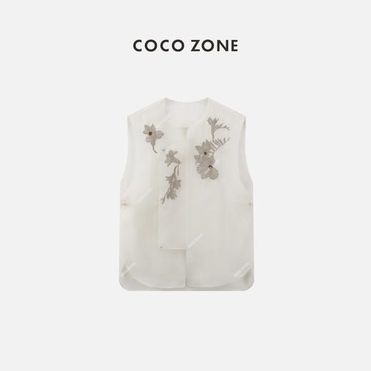 COCO ZONE2024早春穿搭新中式国风无袖衬衫时尚上衣CC1A0507 商品图0