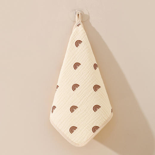 【5条装！加倍吸水柔和亲肤】婴儿口水巾4层绉布纯棉小方巾宝宝洗澡洗漱巾可挂式儿童洗脸毛巾 商品图13