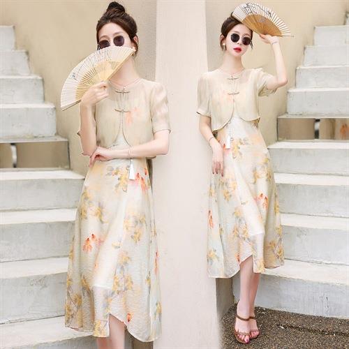 【预订·最迟6天发货】新中式连衣裙2024夏新款高端精致温柔天丝改良旗袍碎花吊带裙套装 商品图3
