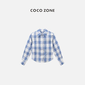 COCO ZONE2024设计感格子长袖衬衫时尚撞色休闲上衣CC1B0794