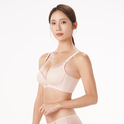 都市丽人聚拢升杯内衣女蕾丝文胸A杯适穿3/4杯加加厚常规内衣无钢圈三排扣YB45A1 商品图2