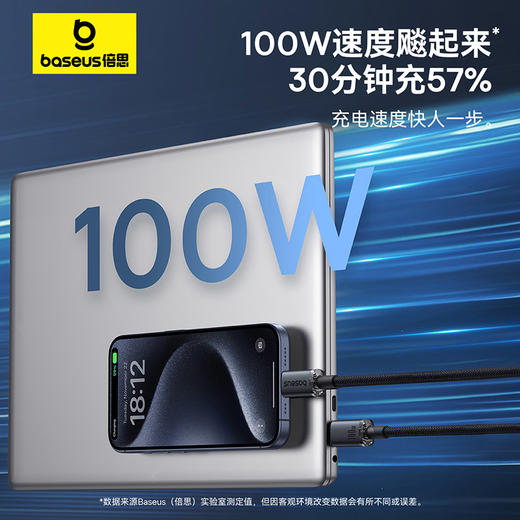 倍思 晶耀系列 USB3.2全功能快充数据线 Type-C to Type-C 100W  20Gb  安卓/苹果15/笔记本通用 商品图2