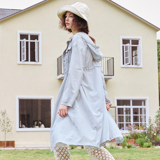 [沐光]防晒系列两三事蓝色大门2024夏新款休闲连帽防晒外套女宽松 商品图4