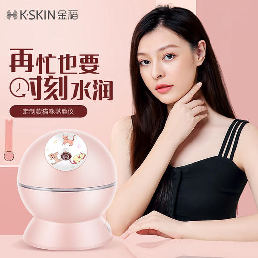 金稻蒸脸仪器喷雾补水仪蒸汽机冷热加湿器冷热温三用面膜搭档双水箱KD23313猫咪款 商品图2