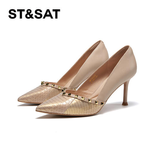 星期六铆钉蛇纹格尖头细高跟SSC1111077 商品图10