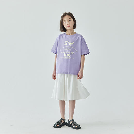 棵初夏季新品女童百搭纯色半身裙亲子款甜美透气休闲A字裙 商品图3