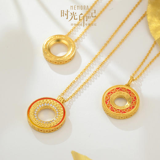 【按克计价黄金2】MEMORA诗普琳时光印记系列黄金项链双面佩戴足金钻石套链GN231901 商品图3