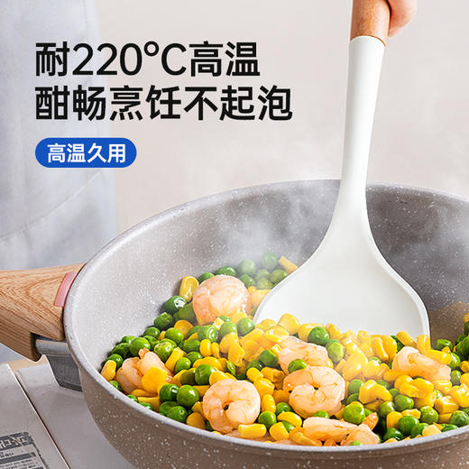 Grarey 格瑞亚 硅胶三件套 饭勺锅铲汤勺 榉木手柄 食品级可接触材质 商品图7