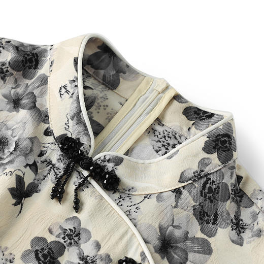 国风改良新中式，水墨画印花缎复古连衣裙WLZD-2413201 商品图2