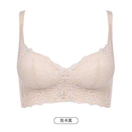 都市丽人B杯常规内衣聚拢升杯加厚蕾丝四排扣无钢圈3/4杯常规文胸YB45A2 商品图11