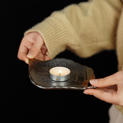 叶子香台创意陶瓷树叶香插线香香座熏香道具香托烛台配件 商品图0