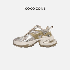 COCO ZONE复古撞色厚底增高网面老爹鞋透气百搭休闲鞋 24C60042