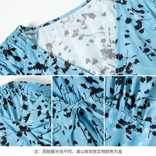 【商场同款】CJDJ404 “ 错落光影美人面连衣裙 ” 晴空一般的仙翎蓝色 搭配银丝提花和剪影花的错落点缀 感受光影美学 收腰V领 显瘦又实穿 蓝色V领连衣裙 商品图6