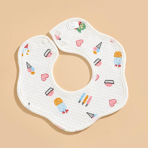 【5条装 拒绝污渍妈妈更省心！】A类 新生儿宝宝口水巾纯棉防水针织花瓣围嘴围兜双暗扣柔软吸水 商品图11