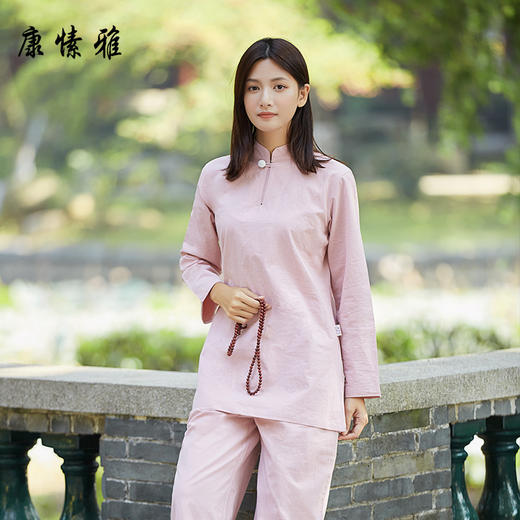 康愫雅新款棉麻瑜伽服套装女两件套白色禅修服居士服太极服冬 商品图2