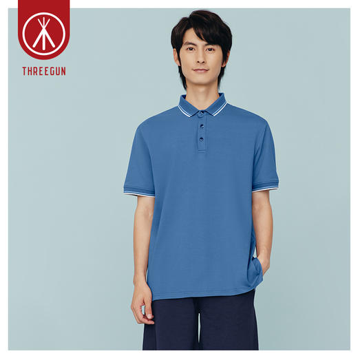 Threegun三枪 【丝光棉珠地】翻领短袖男士T恤上衣-10509A011 商品图7