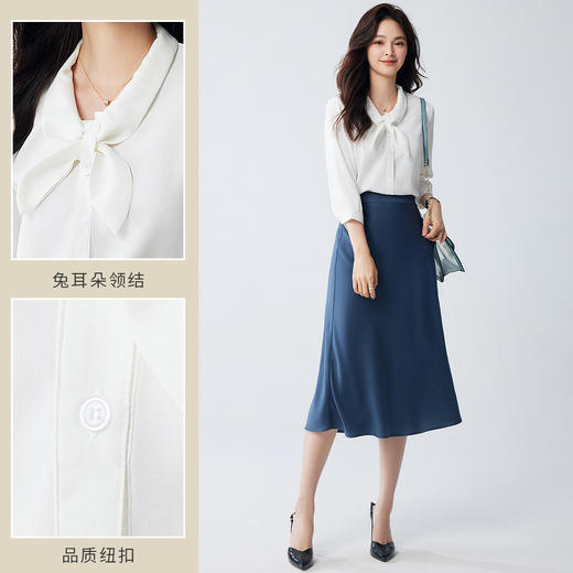 【兔耳朵领结】罗蒙春秋长袖衬衫女士休闲时尚七分袖衬衣 商品图3