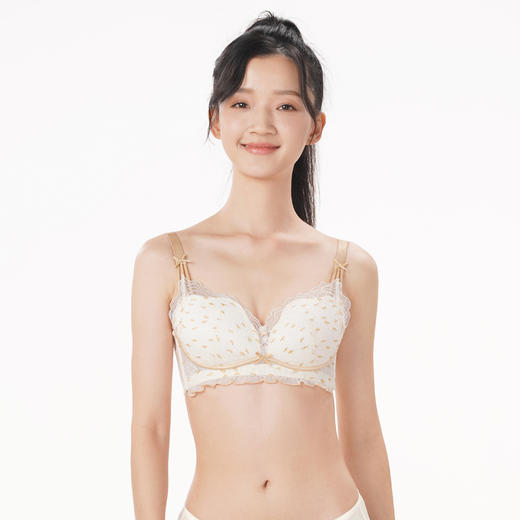 都市丽人少女三步优选少女内衣内衣女蕾丝文胸B杯适穿3/4杯薄款无钢圈三排扣BB42F4 商品图2