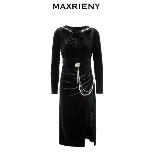 麦斯芮妮MAXRIENY星芒小黑裙秋装连衣裙中长款(货号:MC87DR810) 商品图4