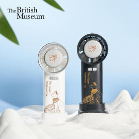 大英博物馆 盖亚·安德森猫系列 手持 桌面 两用冰敷 小风扇 手机支架 大风量可调节风扇 手持小风扇 黑色/白色