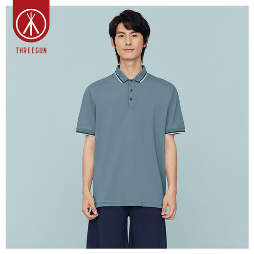 Threegun三枪 【丝光棉珠地】翻领短袖男士T恤上衣-10509A011 商品图4