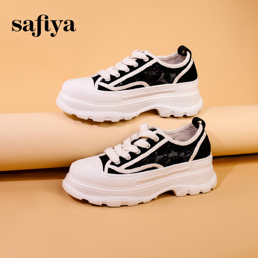 Safiya/索菲娅2023秋蕾丝绣花网纱松糕厚底休闲鞋SF33112505 商品图5