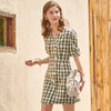 欧芮儿短袖格子连衣裙女2021新款夏季气质收腰显瘦百搭中长款A字 商品缩略图2