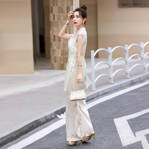 复古新中式，无袖立领阔腿裤刺绣套装HR-CZJ7319 商品图7