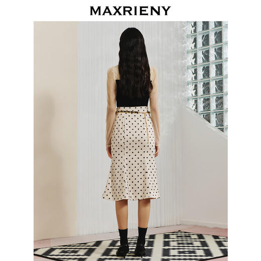 【波动心弦】MAXRIENY经典复古感波点腰链鱼尾裙高腰包臀半裙(货号:MC88SK008) 商品图3
