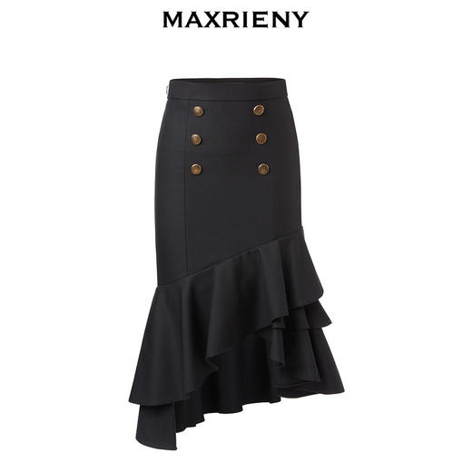 MAXRIENY不规则鱼尾包臀裙秋高腰半身短裙设计感(货号:MC87SK516) 商品图4