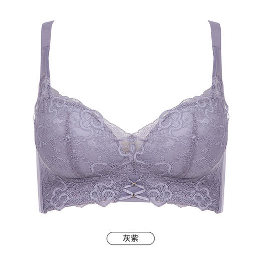 都市丽人B杯常规内衣聚拢升杯加厚蕾丝四排扣无钢圈3/4杯常规文胸YB45A2 商品图12