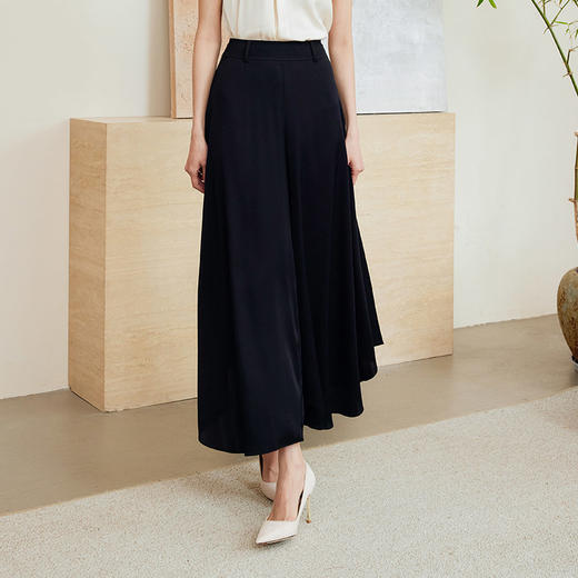 玳莎重磅真丝裙裤女2024夏季新款通勤宽松设计感大摆阔腿休闲裤  EB36304 商品图1