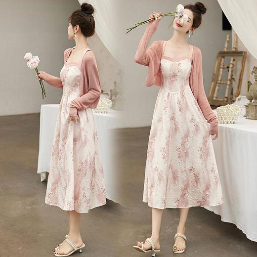 【预订·最迟6天发货】碎花吊带连衣裙女2024春季新款气质复古两件套套装裙开衫夏季外搭 商品图2