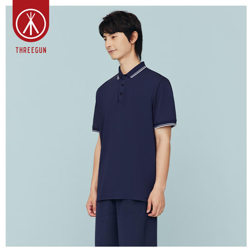 Threegun三枪 【丝光棉珠地】翻领短袖男士T恤上衣-10509A011 商品图10
