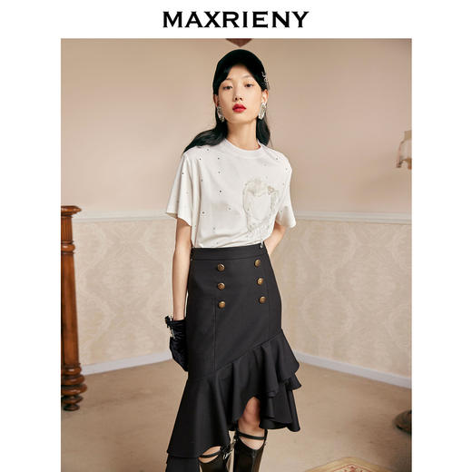 MAXRIENY不规则鱼尾包臀裙秋高腰半身短裙设计感(货号:MC87SK516) 商品图3