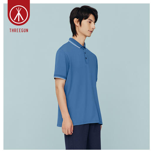 Threegun三枪 【丝光棉珠地】翻领短袖男士T恤上衣-10509A011 商品图3
