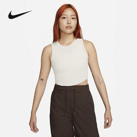 Nike/耐克女子罗纹短款背心夏新款紧身刺绣无袖运动T恤FB8280-104