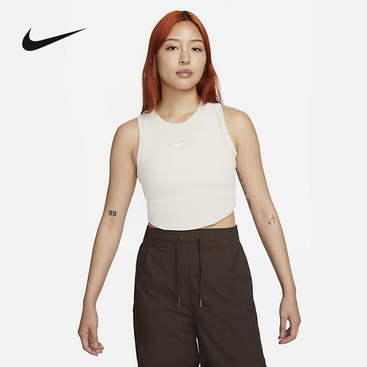 Nike/耐克女子罗纹短款背心夏新款紧身刺绣无袖运动T恤FB8280-104 商品图0