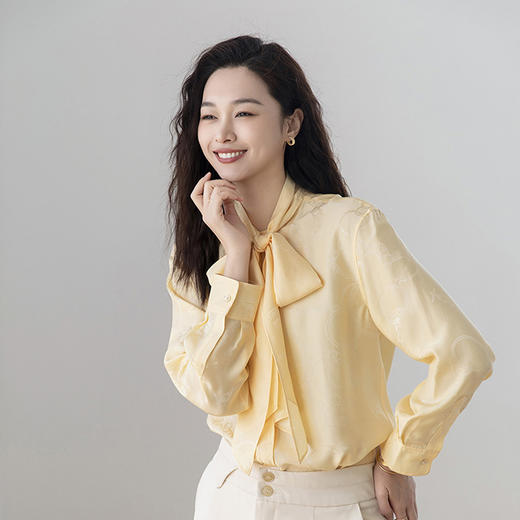 火桐hooton 链条提花飘带重磅真丝衬衫YT2049 商品图4