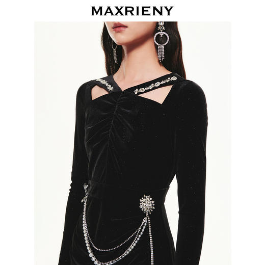 麦斯芮妮MAXRIENY星芒小黑裙秋装连衣裙中长款(货号:MC87DR810) 商品图3