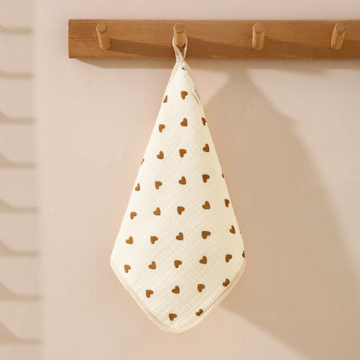 【5条装！加倍吸水柔和亲肤】婴儿口水巾4层绉布纯棉小方巾宝宝洗澡洗漱巾可挂式儿童洗脸毛巾 商品图12