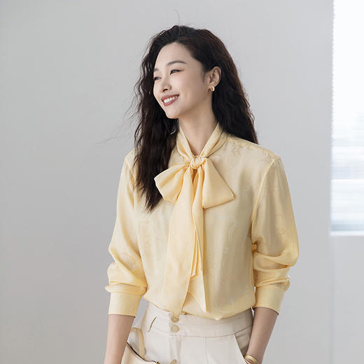 火桐hooton 链条提花飘带重磅真丝衬衫YT2049 商品图6