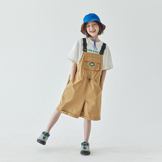 棵初夏季新品女童可调节休闲工装背带裤百搭亲子款直筒背带短款 商品图1
