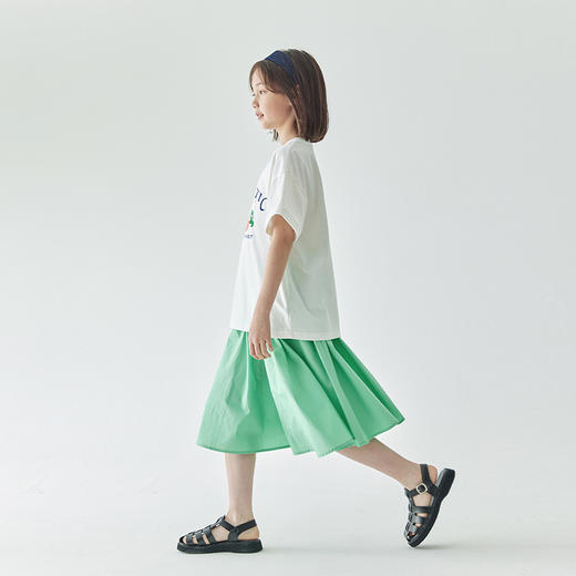 棵初夏季新品女童百搭纯色半身裙亲子款甜美透气休闲A字裙 商品图1